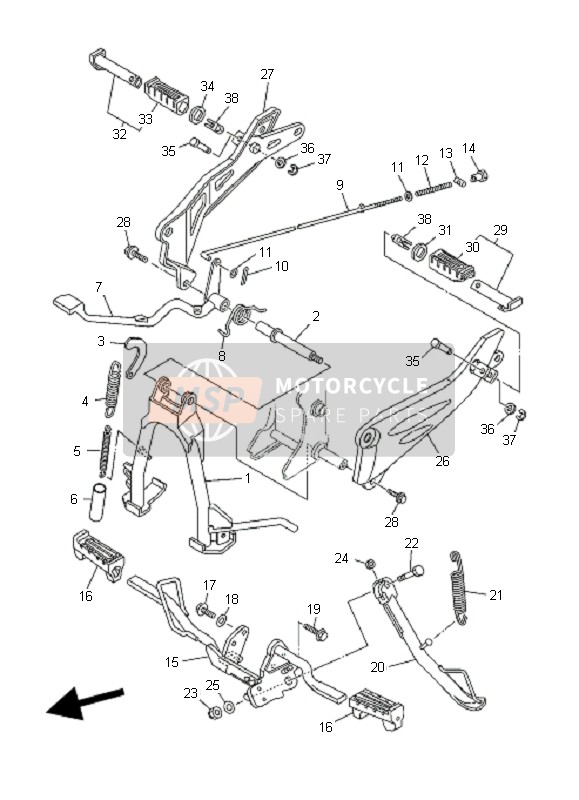 Yamaha YB125SPD 2008 STÄNDER & FUSSRASTE für ein 2008 Yamaha YB125SPD