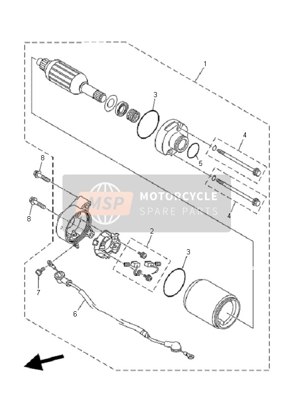 Yamaha YB125SPD 2008 Startend Motor 4 voor een 2008 Yamaha YB125SPD