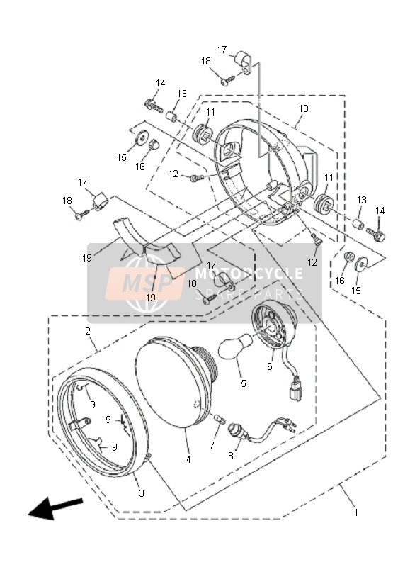 3D9H43450000, Amortisseur,  Phare, Yamaha, 2