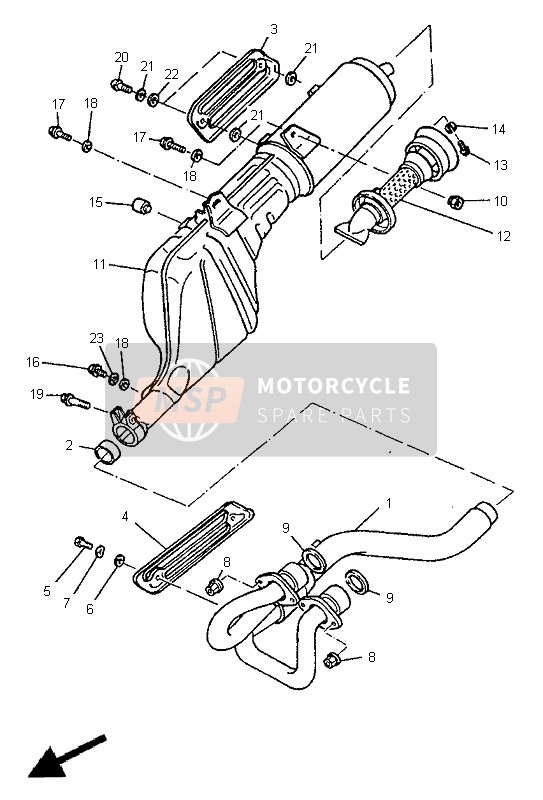 Yamaha TT600E 1998 Exhaust for a 1998 Yamaha TT600E