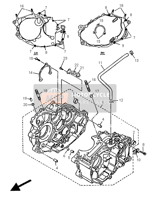 Yamaha TT600E 1998 Crankcase for a 1998 Yamaha TT600E