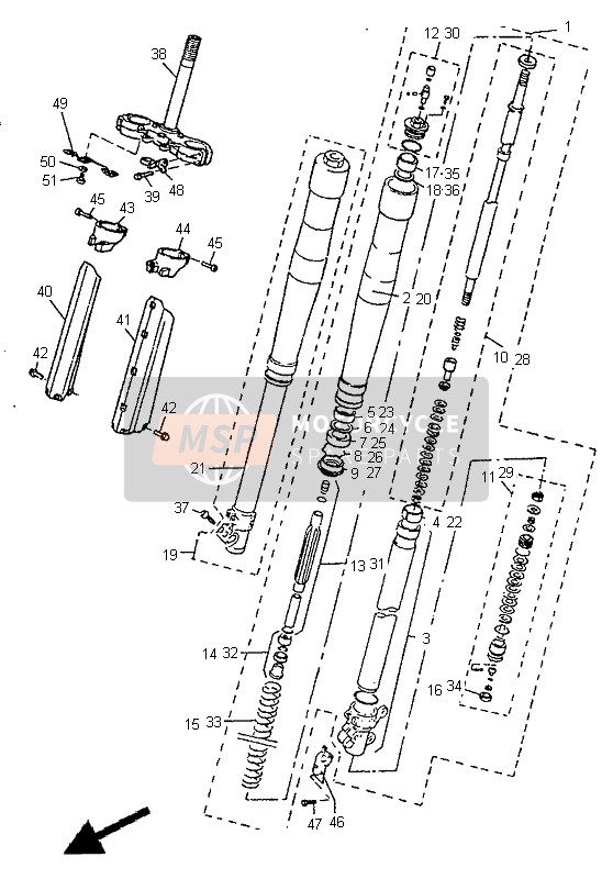 Yamaha TT600E 1998 Forcella anteriore per un 1998 Yamaha TT600E