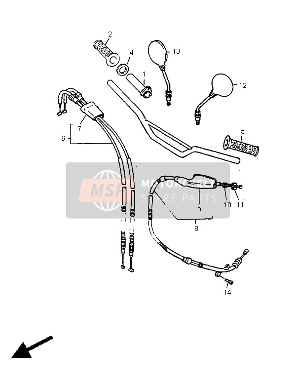 Yamaha TT600E 1998 Steering Handle & Cable for a 1998 Yamaha TT600E