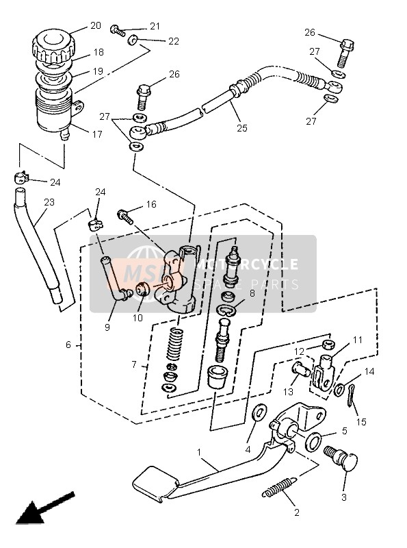 Yamaha XJ600N 1998 HAUPTZYLINDER HINTEN für ein 1998 Yamaha XJ600N