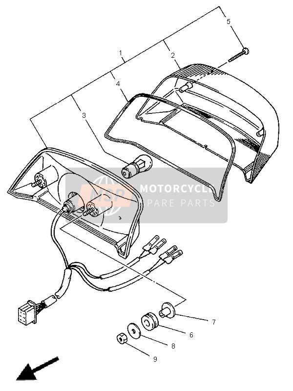 Yamaha XJ600N 1998 RÜCKLICHT für ein 1998 Yamaha XJ600N