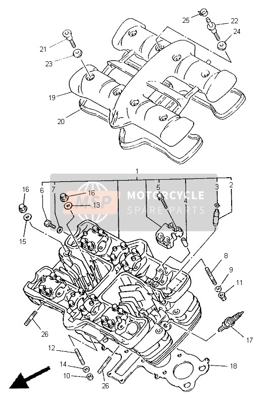 Yamaha XJ600S DIVERSION 1998 Cylinder Head for a 1998 Yamaha XJ600S DIVERSION