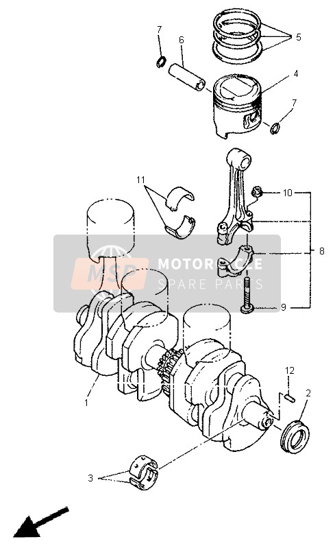 Yamaha XJ600S DIVERSION 1998 Cigüeñal & Pistón para un 1998 Yamaha XJ600S DIVERSION