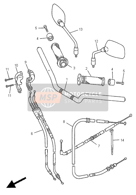 Yamaha XJ600S DIVERSION 1998 Steering Handle & Cable for a 1998 Yamaha XJ600S DIVERSION