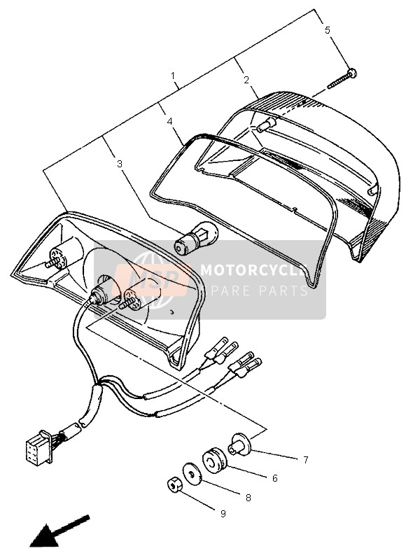 Yamaha XJ600S DIVERSION 1998 Luz De La Cola para un 1998 Yamaha XJ600S DIVERSION