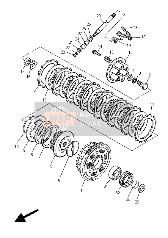 Yamaha XJ900S DIVERSION 1998 Embrague para un 1998 Yamaha XJ900S DIVERSION