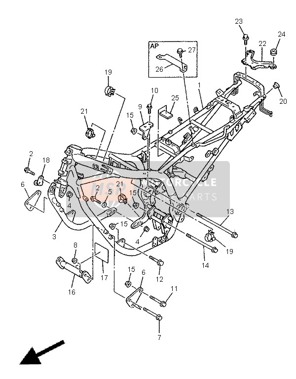 Yamaha XJ900S DIVERSION 1998 Frame voor een 1998 Yamaha XJ900S DIVERSION