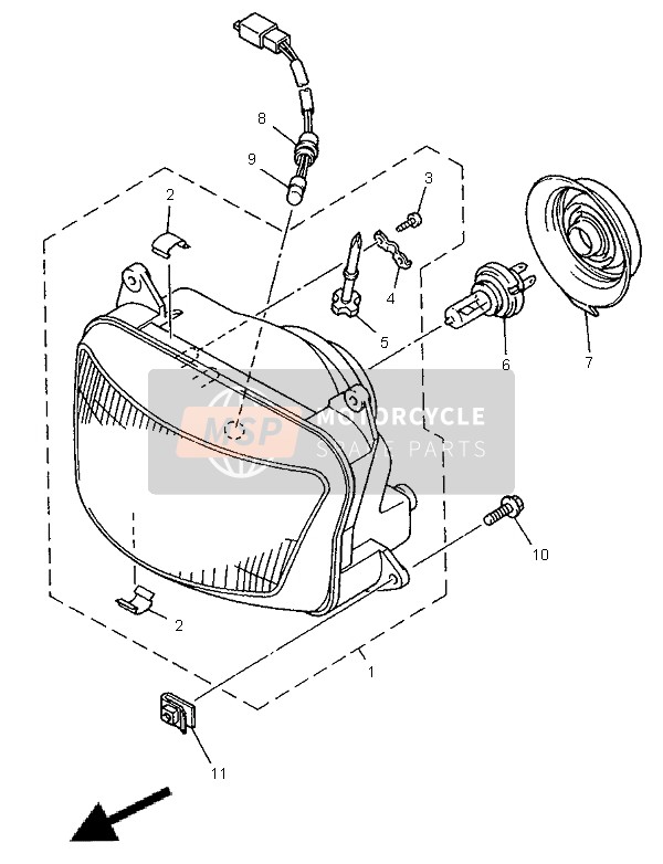 Yamaha XJ900S DIVERSION 1998 Headlight for a 1998 Yamaha XJ900S DIVERSION