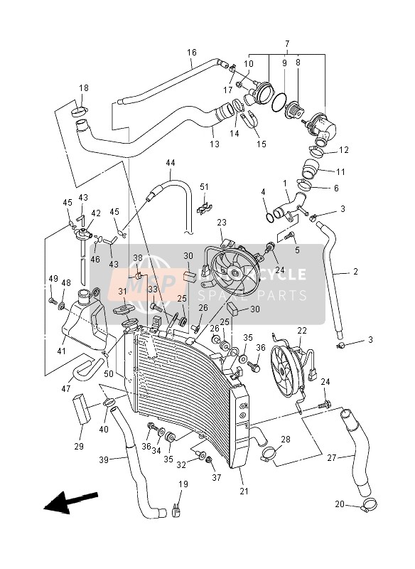 Yamaha YZF-R1 2008 Radiator & Hose for a 2008 Yamaha YZF-R1