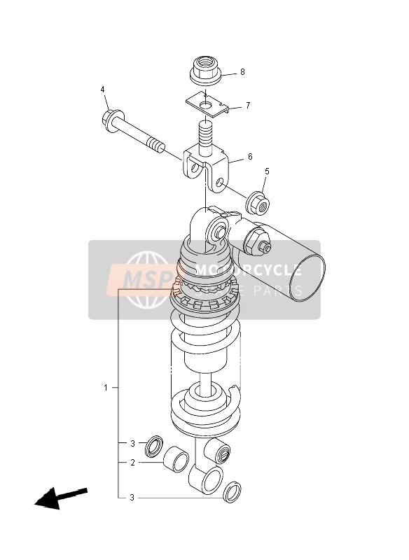 4C8222106000, Shock Absorber Assy, Rear, Yamaha, 0