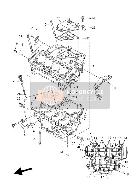 Yamaha YZF-R6 2008 Crankcase for a 2008 Yamaha YZF-R6