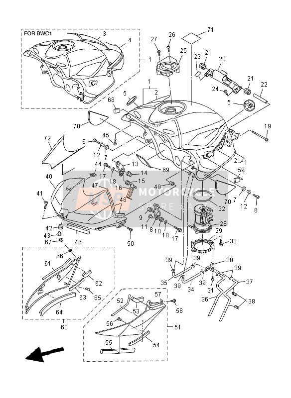 13S241060000, Tank Zijkuip Assy 1, Yamaha, 4