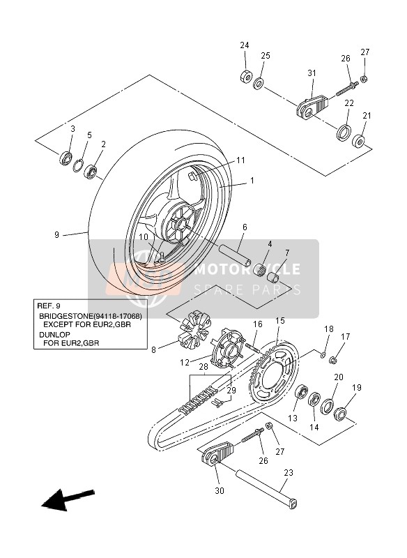 Yamaha YZF-R6 2008 Rear Wheel for a 2008 Yamaha YZF-R6