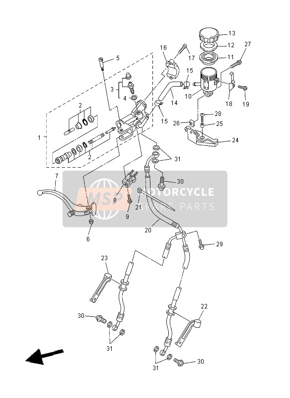 Yamaha YZF-R6 2008 Front Master Cylinder for a 2008 Yamaha YZF-R6