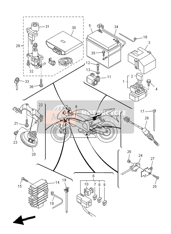 13S825667000, Commutateur, Yamaha, 2