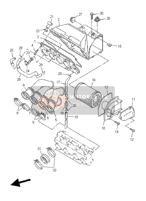 Yamaha FJR1300A 2009 Intake for a 2009 Yamaha FJR1300A