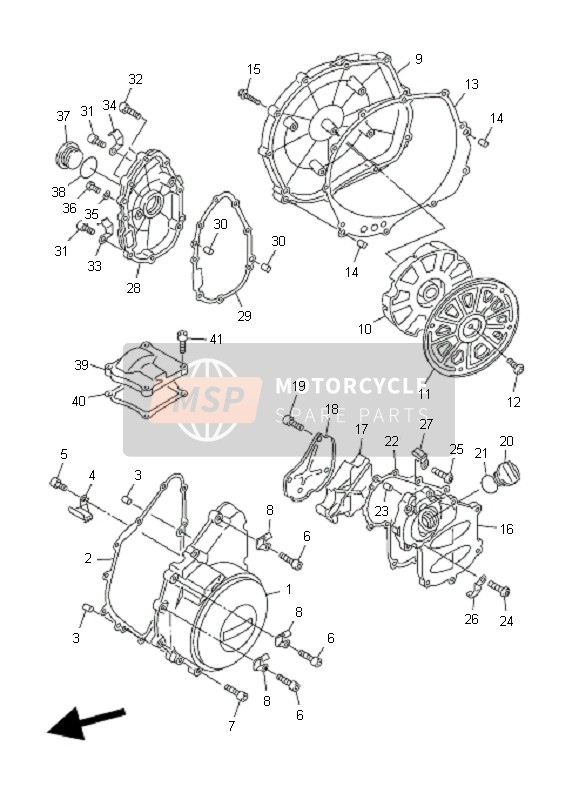 Yamaha FJR1300A 2009 Couvercle de carter pour un 2009 Yamaha FJR1300A