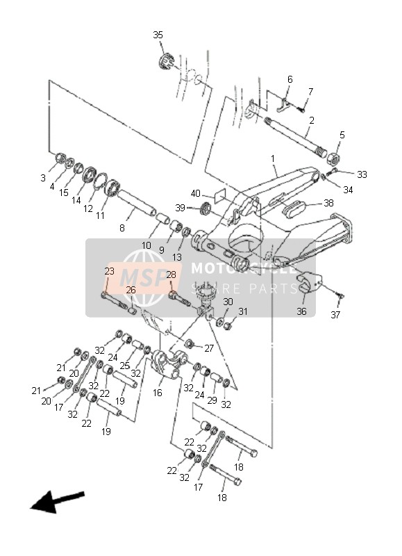 Yamaha FJR1300A 2009 Brazo trasero para un 2009 Yamaha FJR1300A