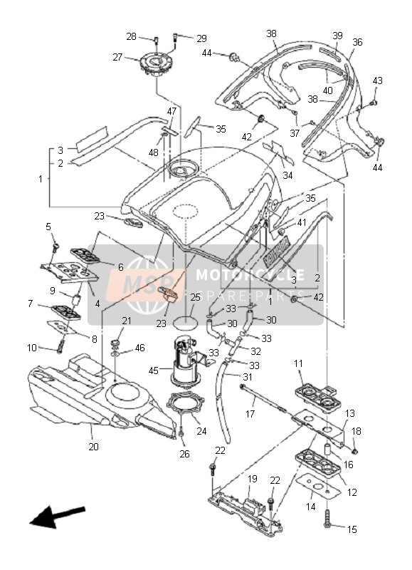 Yamaha FJR1300AS 2009 Serbatoio di carburante per un 2009 Yamaha FJR1300AS