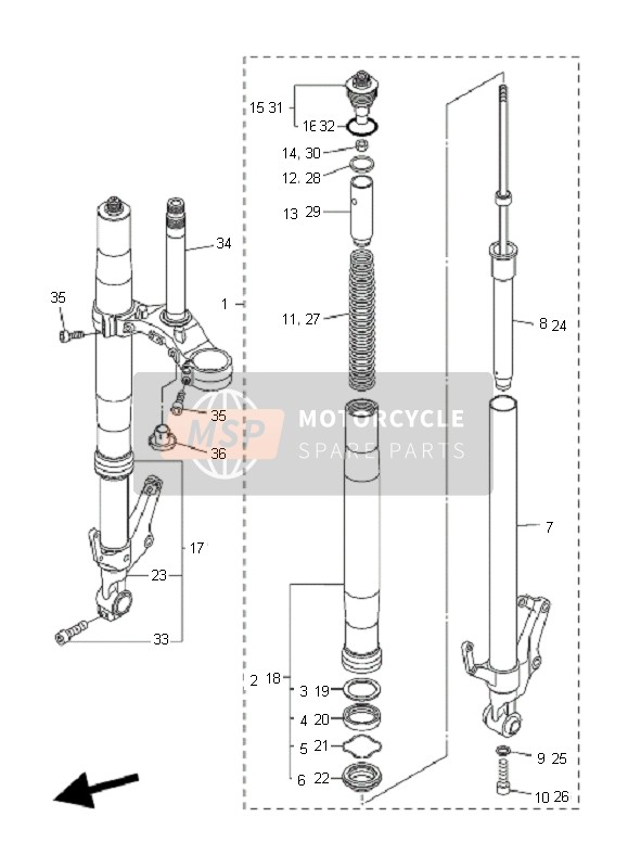 Yamaha FZ1-N FAZER 2009 Front Fork for a 2009 Yamaha FZ1-N FAZER