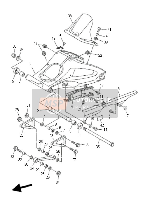 Yamaha FZ1-NA FAZER 2009 Bras arrière pour un 2009 Yamaha FZ1-NA FAZER