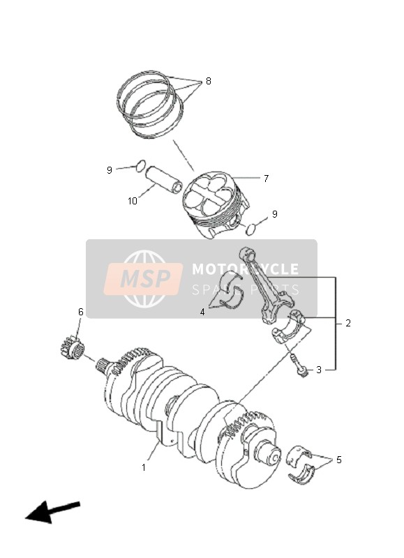 Yamaha FZ1-S FAZER 2009 Albero motore & Pistone per un 2009 Yamaha FZ1-S FAZER