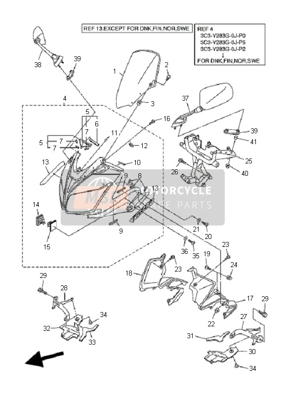 Yamaha FZ1-S FAZER 2009 Cowling 1 for a 2009 Yamaha FZ1-S FAZER