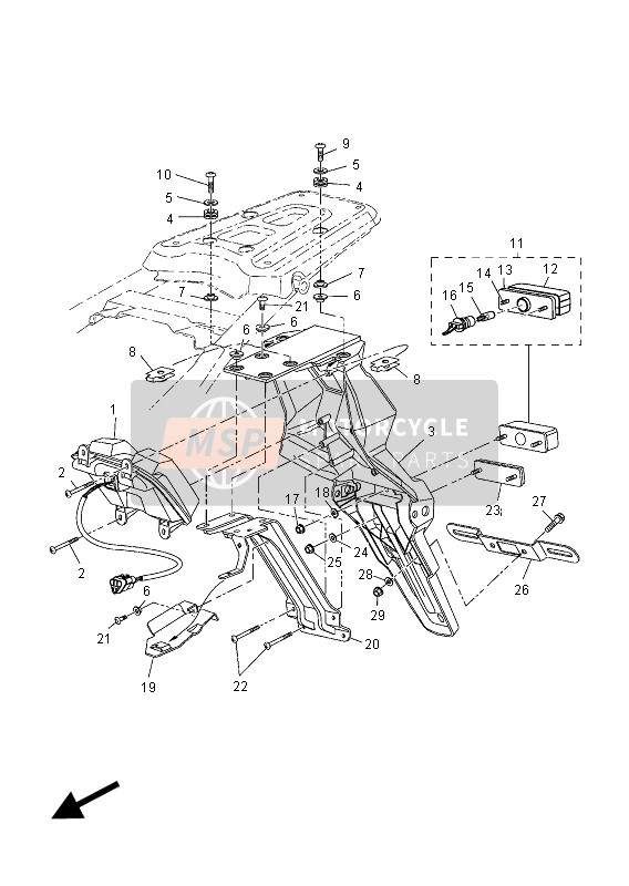 11DH47450100, Licence Light Unit Assy, Yamaha, 0