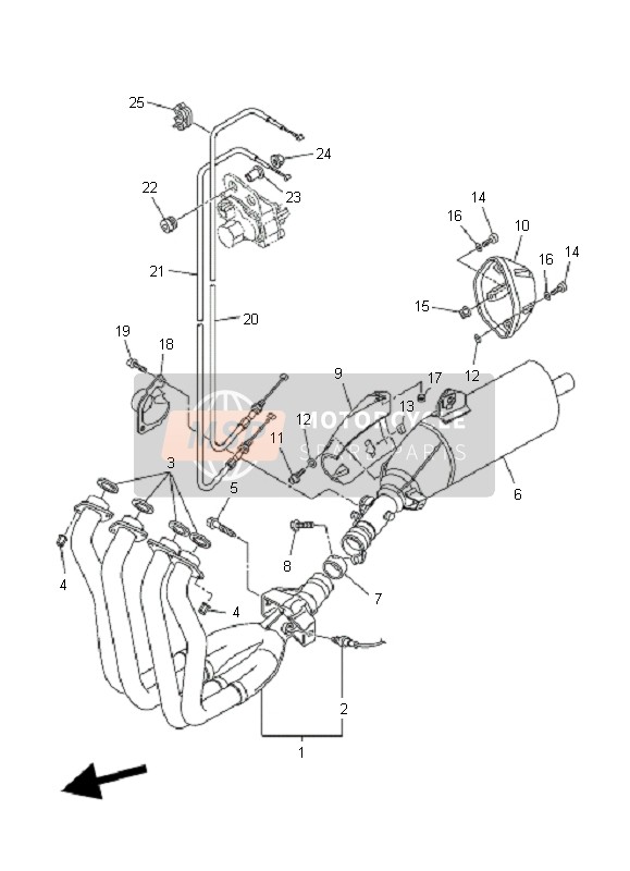 Yamaha FZ1-SA FAZER 2009 Uitlaat voor een 2009 Yamaha FZ1-SA FAZER