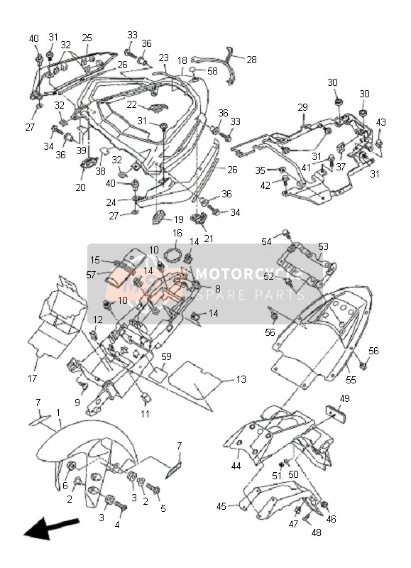 3C32471K00P4, Cover,  Tail 1, Yamaha, 2