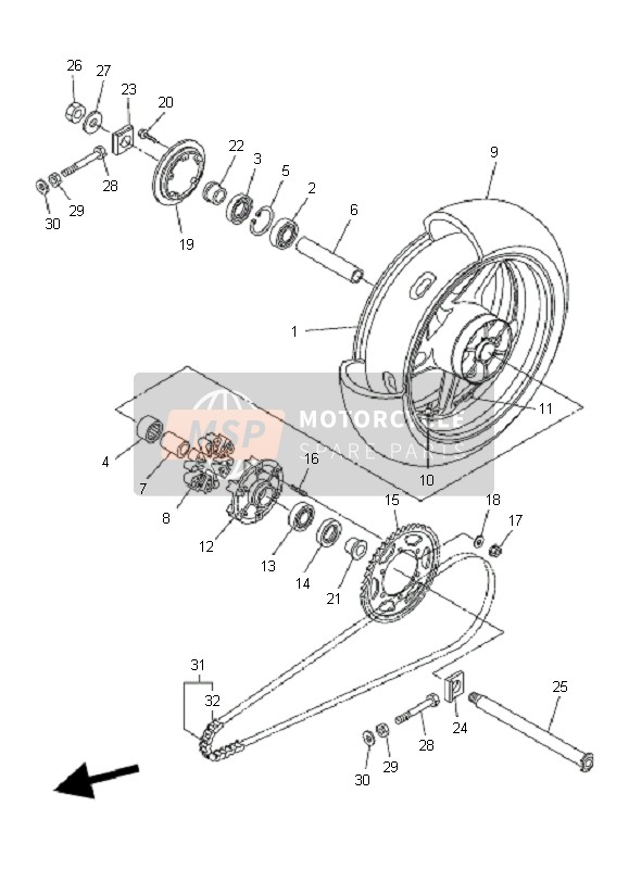 Yamaha FZ1-SA FAZER 2009 Rear Wheel for a 2009 Yamaha FZ1-SA FAZER