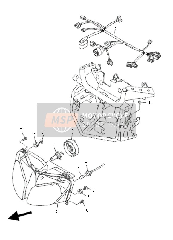 Yamaha FZ1-SA FAZER 2009 Headlight for a 2009 Yamaha FZ1-SA FAZER