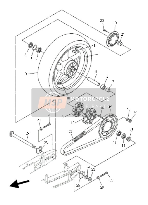 Yamaha FZ6-NAHG 2009 Rueda trasera para un 2009 Yamaha FZ6-NAHG