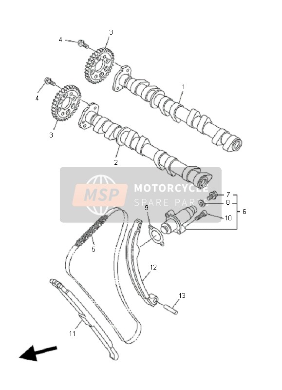 Yamaha FZ6-SHG 2009 Arbre À Cames & Chaîne pour un 2009 Yamaha FZ6-SHG