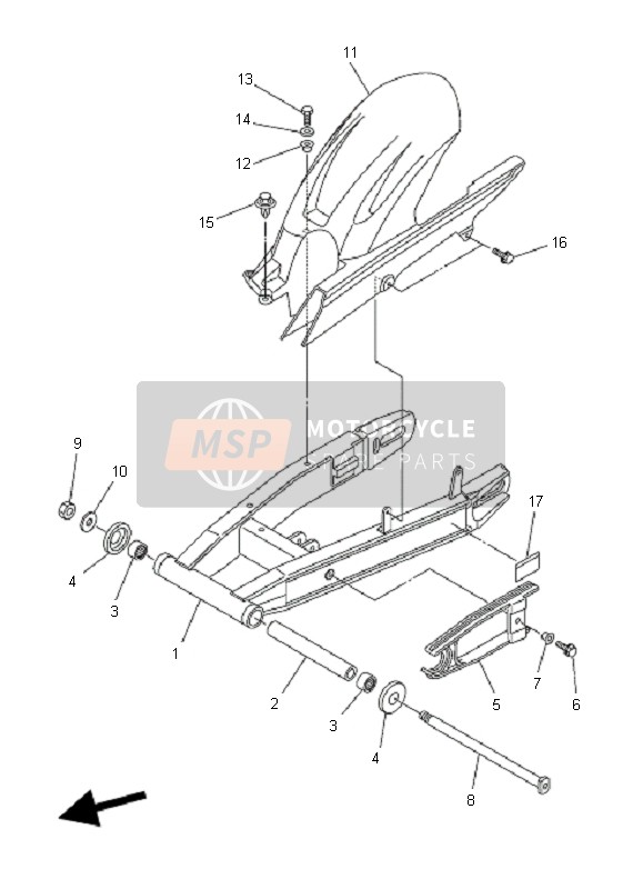 Yamaha FZ6-SHG 2009 Rear Arm for a 2009 Yamaha FZ6-SHG