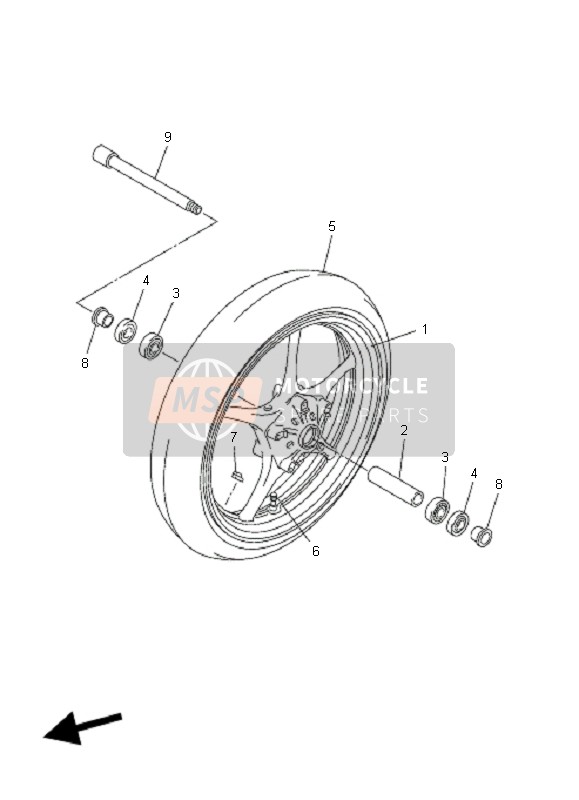 Yamaha FZ6-SHG 2009 Front Wheel for a 2009 Yamaha FZ6-SHG