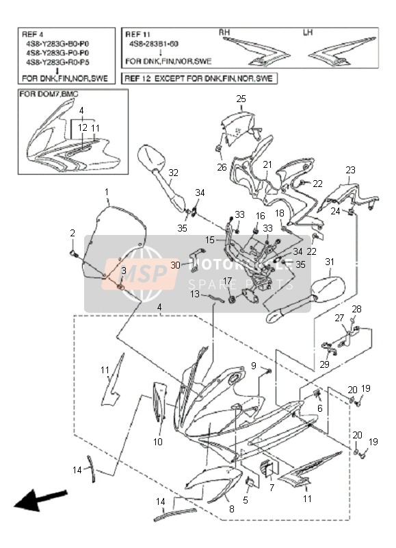 Yamaha FZ6-SHG 2009 Cowling 1 for a 2009 Yamaha FZ6-SHG