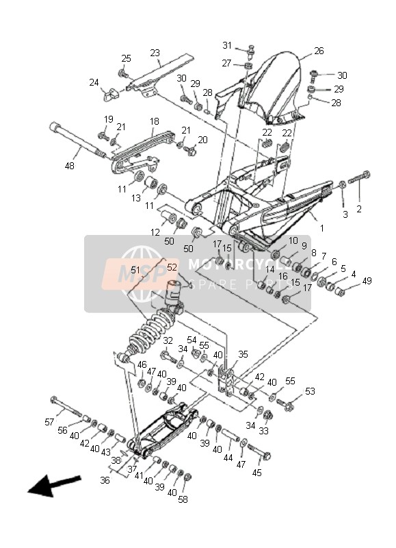 Yamaha MT01S 2009 Rear Arm & Suspension for a 2009 Yamaha MT01S