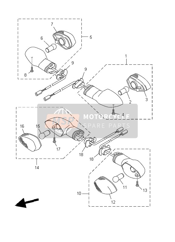 Yamaha MT01S 2009 Knipperlicht voor een 2009 Yamaha MT01S