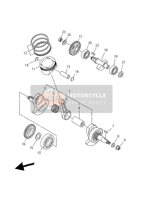 Yamaha MT03 2009 Vilebrequin & Piston pour un 2009 Yamaha MT03