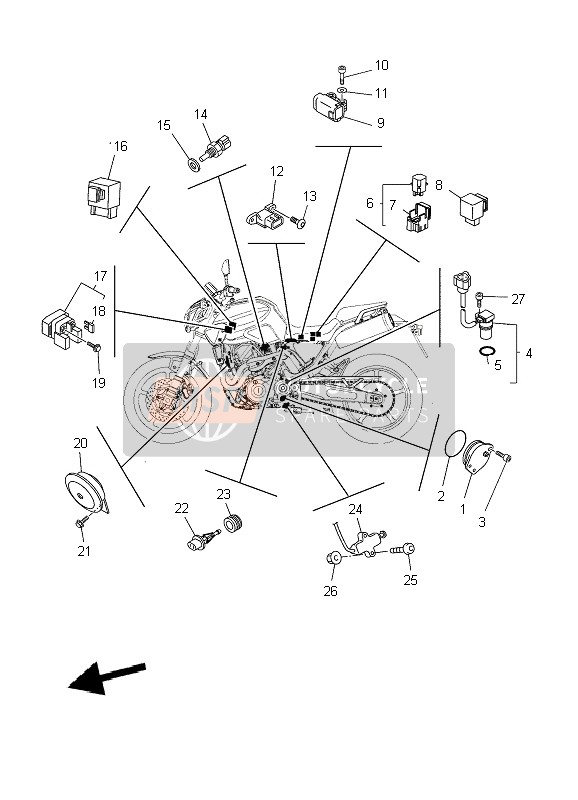 Yamaha MT03 2009 Electrical 2 for a 2009 Yamaha MT03