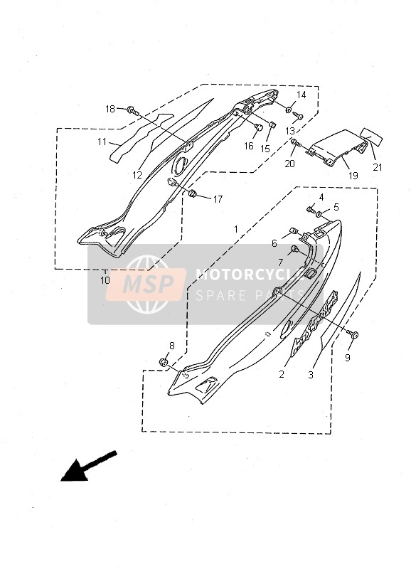 Yamaha YZF600R THUNDERCAT 2000 Side Cover for a 2000 Yamaha YZF600R THUNDERCAT