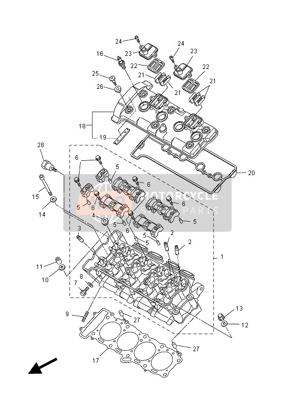 Yamaha FZ1-N 2012 Cylinder Head for a 2012 Yamaha FZ1-N