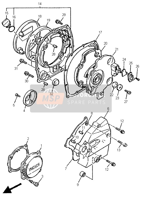 Yamaha XJR1200SP 1998 Tapa del cárter 1 para un 1998 Yamaha XJR1200SP