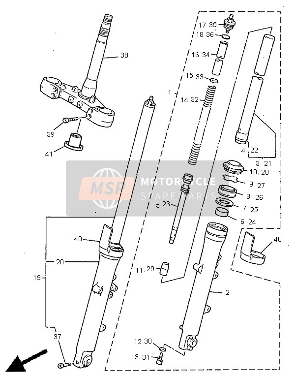 Yamaha XJR1200SP 1998 Forcella anteriore per un 1998 Yamaha XJR1200SP