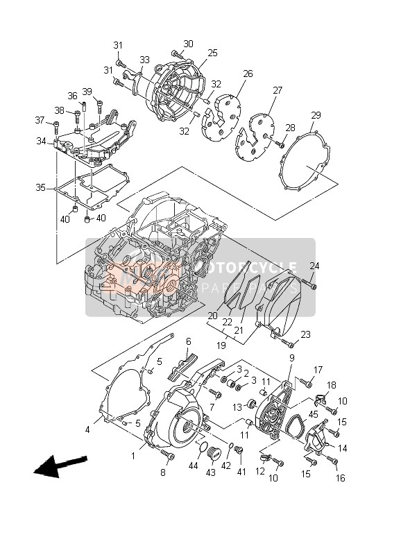 Yamaha TDM900 2009 Crankcase Cover 1 for a 2009 Yamaha TDM900